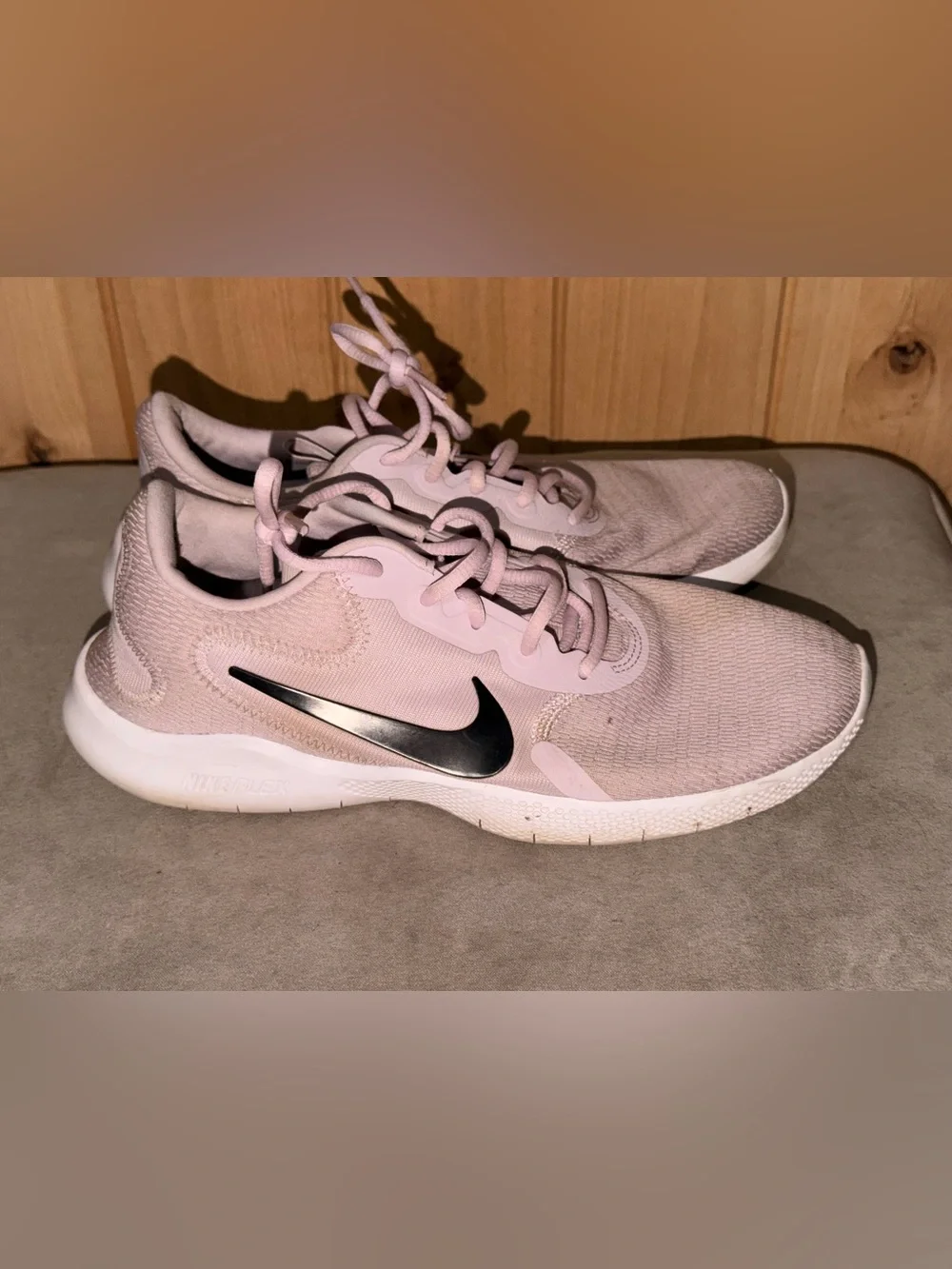 Nike Light Pink and Black Mesh Athletic Sneakers